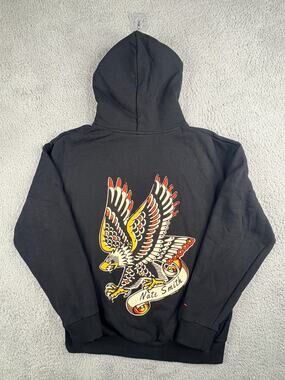 Nate Smith Pullover Hoodie Men's Large Black Music Eagle Graphic Ribbed Hem